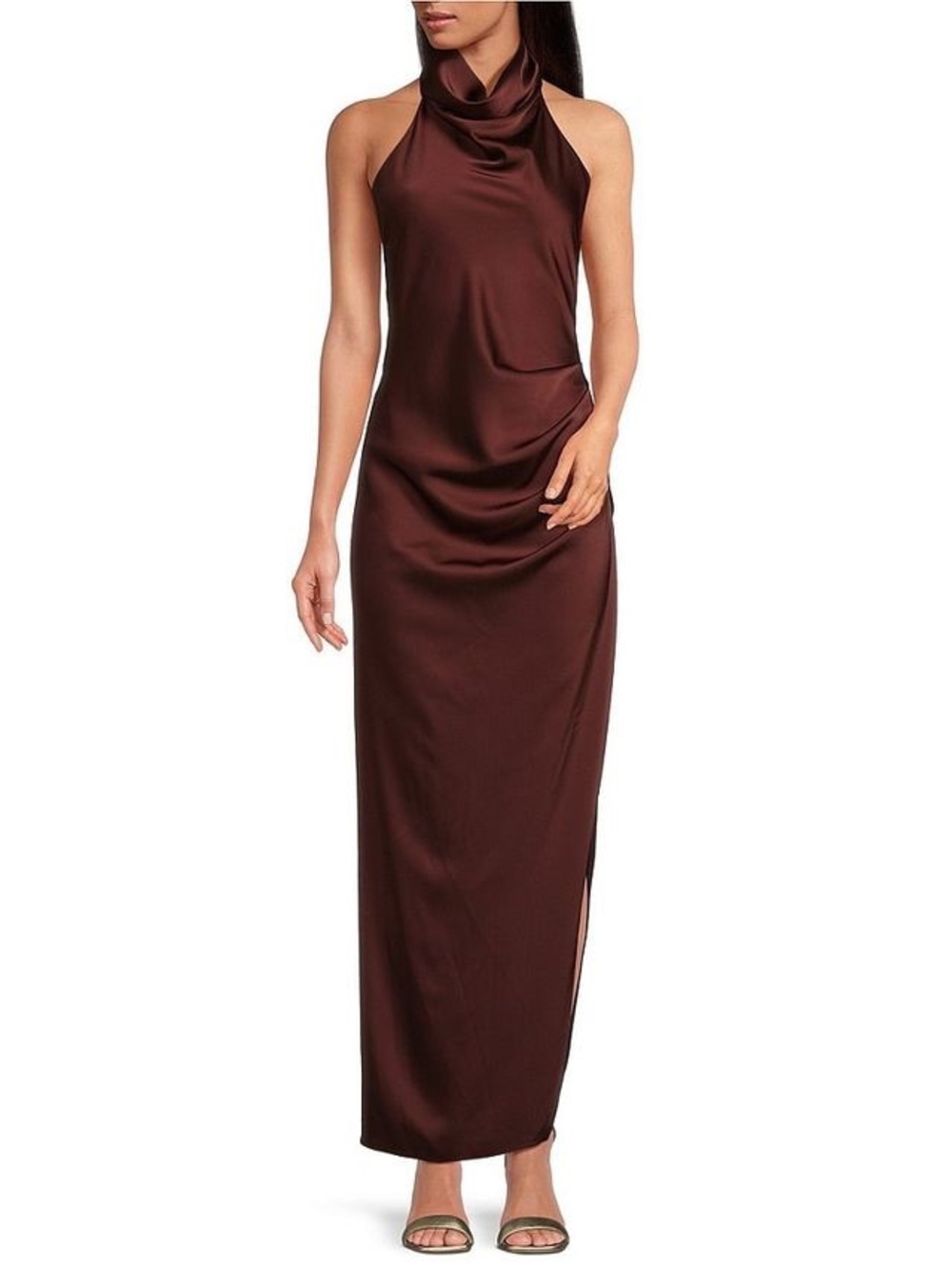 Gianni Bini Yelena Mock Neck Open Back Ruched Midi Dress Size 8